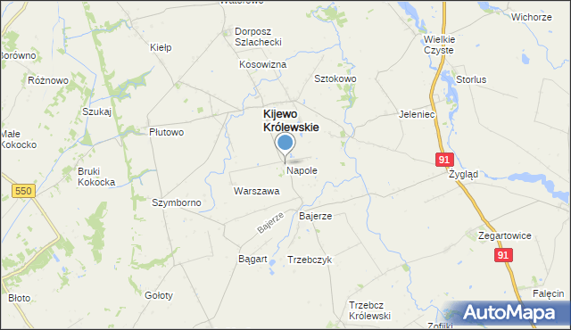 mapa Napole, Napole gmina Kijewo Królewskie na mapie Targeo